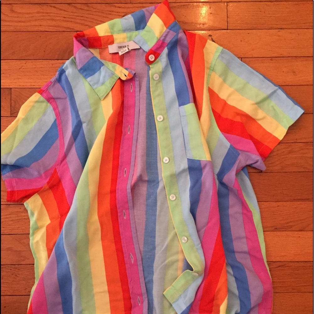❌SOLD❌F21 rainbow striped shirt